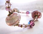 Purple Mist necklace with lampwork glass, crystal, gold filled