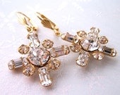 Snowflake wedding earrings vintage Swarovski rhinestones