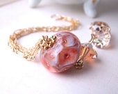Coral Reef lampwork crystal gold filled chain bracelet