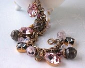 Graduate school colors personalized gift charm bracelet vintage rhinestones