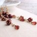 Burgundy garnet and pearl Garnet  long drop cascade earrings gold filled