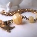 Butterscotch yellow beaded bracelet with vintage lampwork and chain
