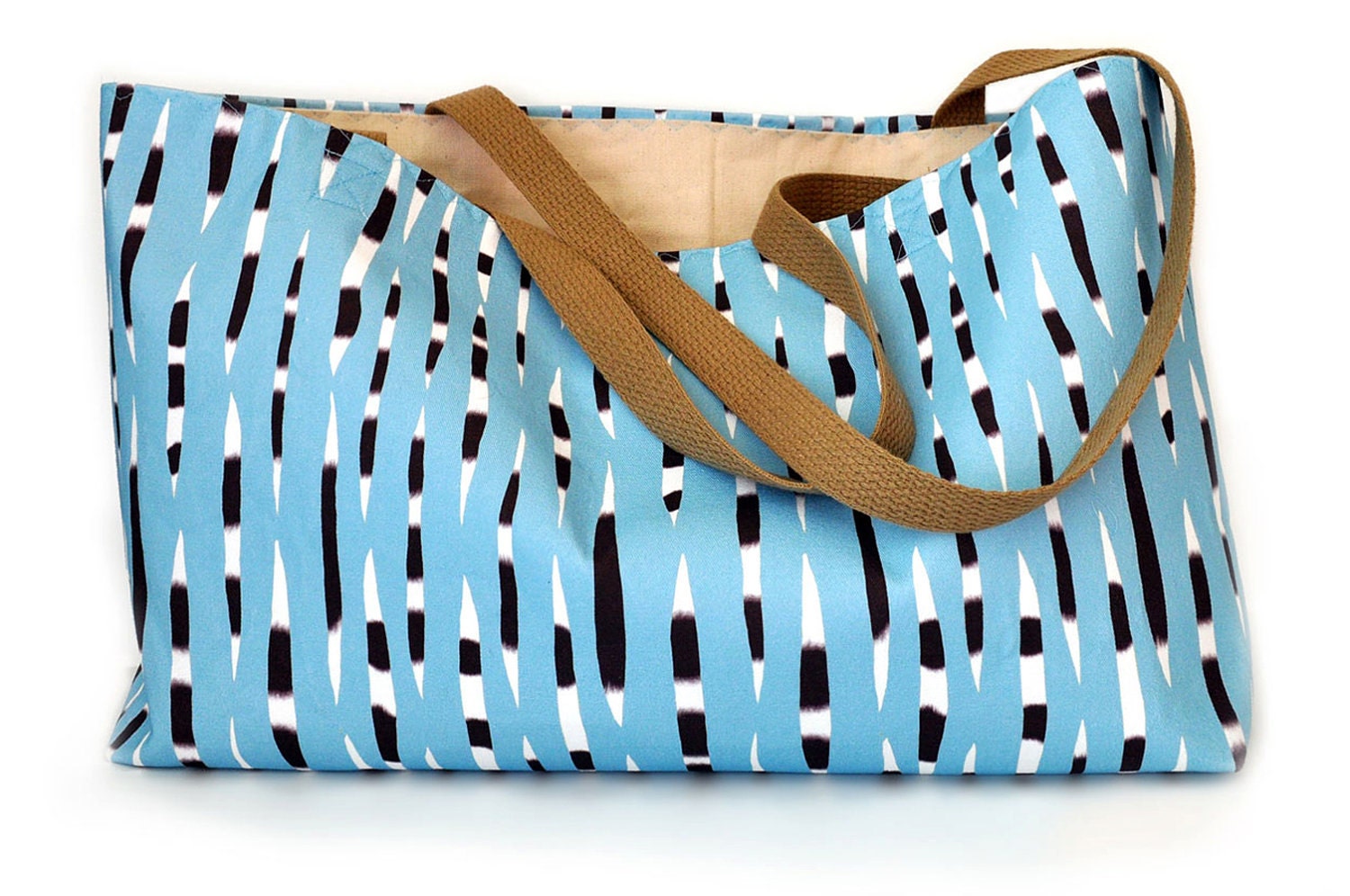 Reserved For Shannon Handmade Tote Bag with Blue Porcupine Quills Graphic Print