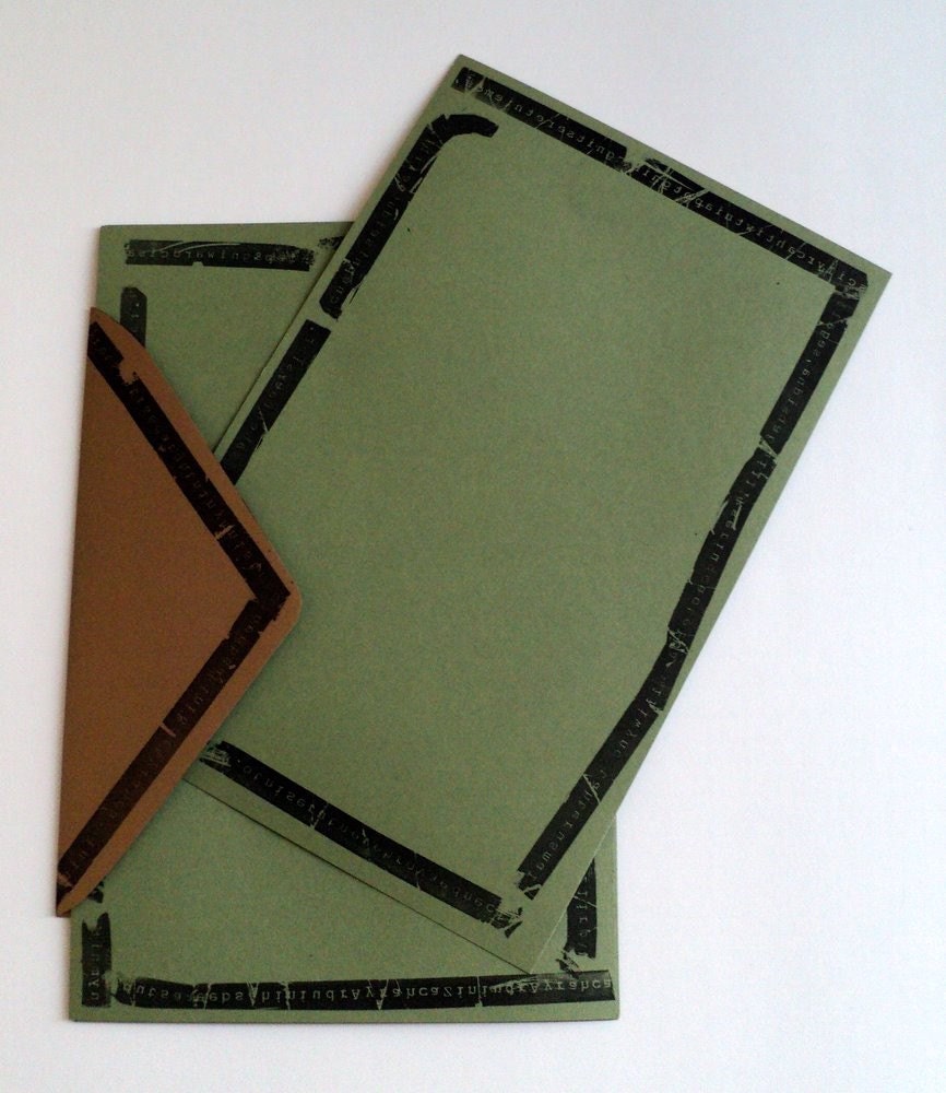 Stationary -Typewriter Ribbon Border - bronze and olive