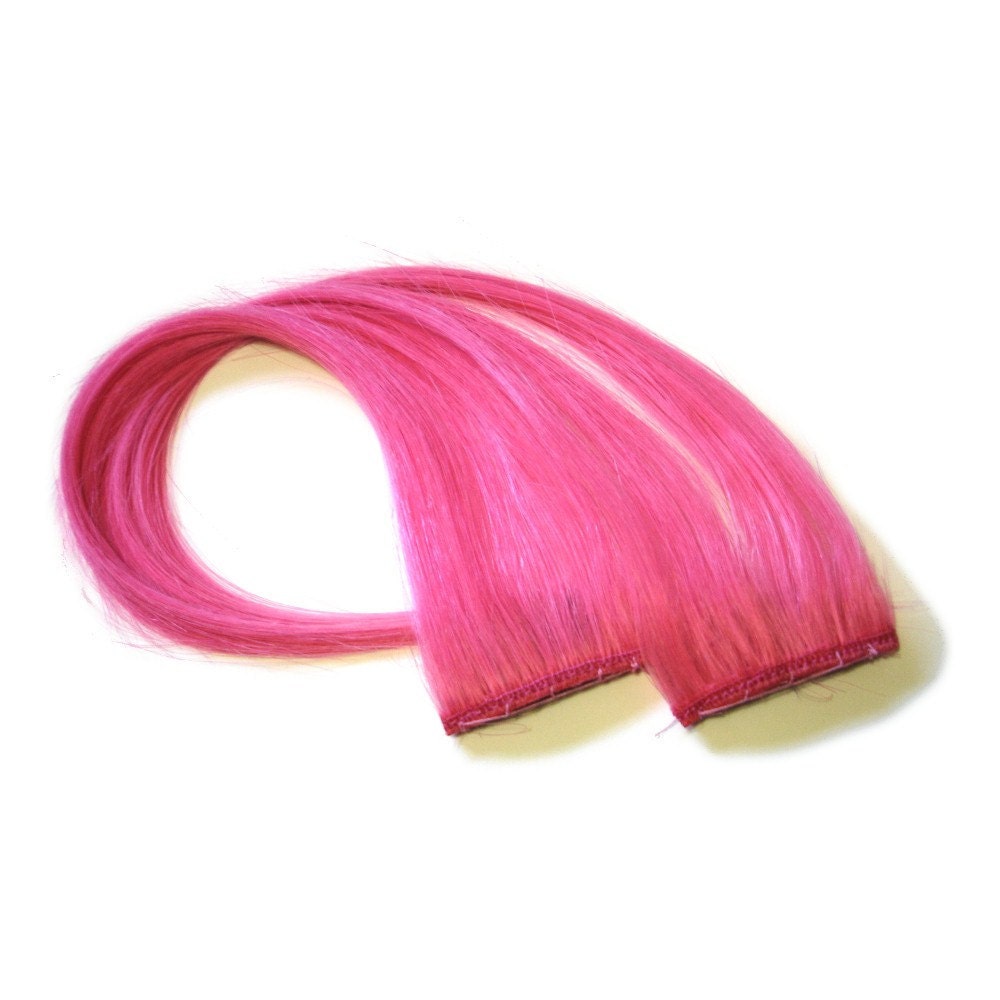 Pink Hair Extensions - Bubblegum Pink Clip-In Fake Hair wigs falls wefts
