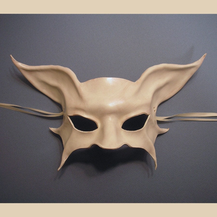 White Leather Mask, bat or a cat, creature, animal, fae