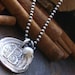 Vintage letters with pearl... hand stamped fine silver wax seal initial necklace