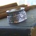 Hand stamped Tripple band sterling silver spinner ring mothers ring