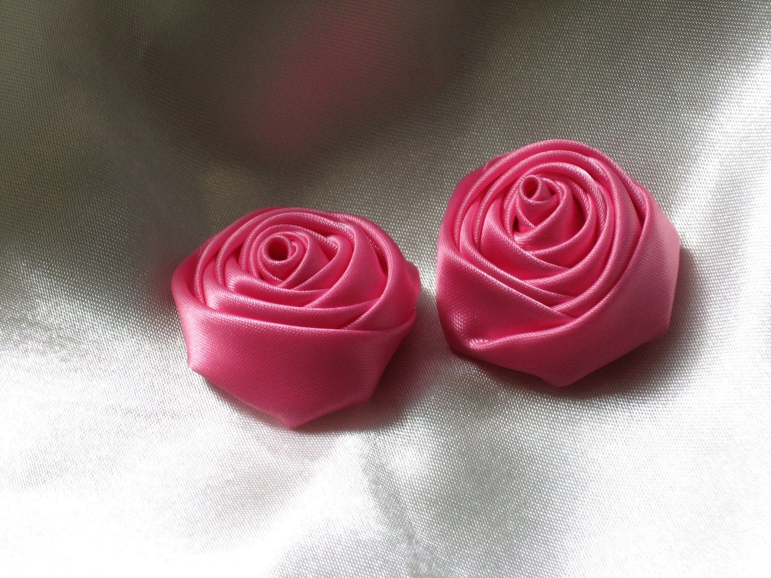 2  pink satin roses --4