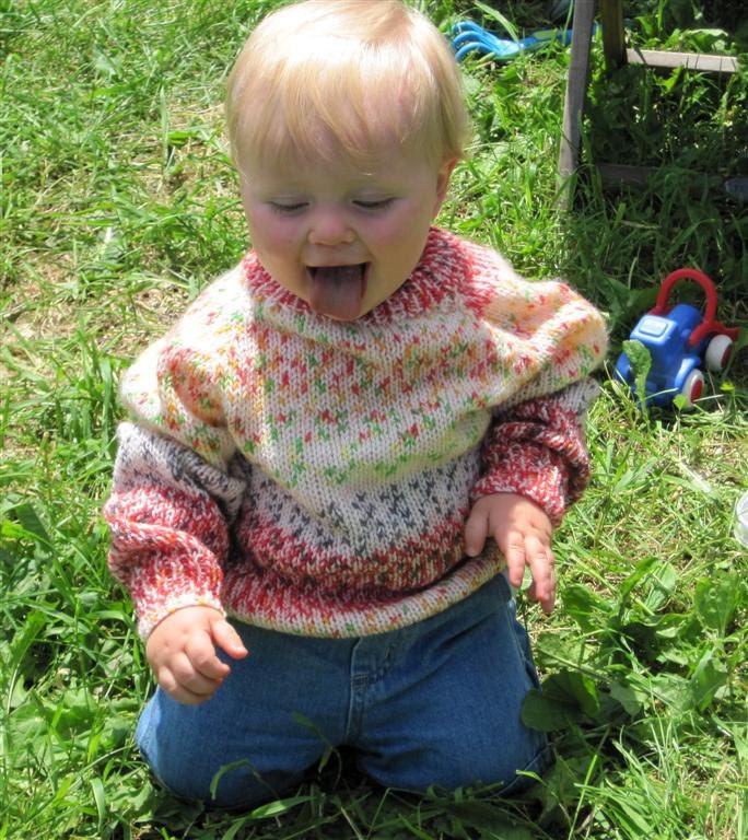 knit sweater fair isle and stripe size 12 - 18 months