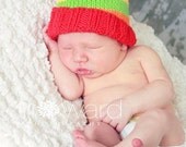hand knit cotton baby hat size 0 - 6 months - great photo prop