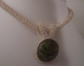 Crochet Necklace with peruvian stone and fine silver