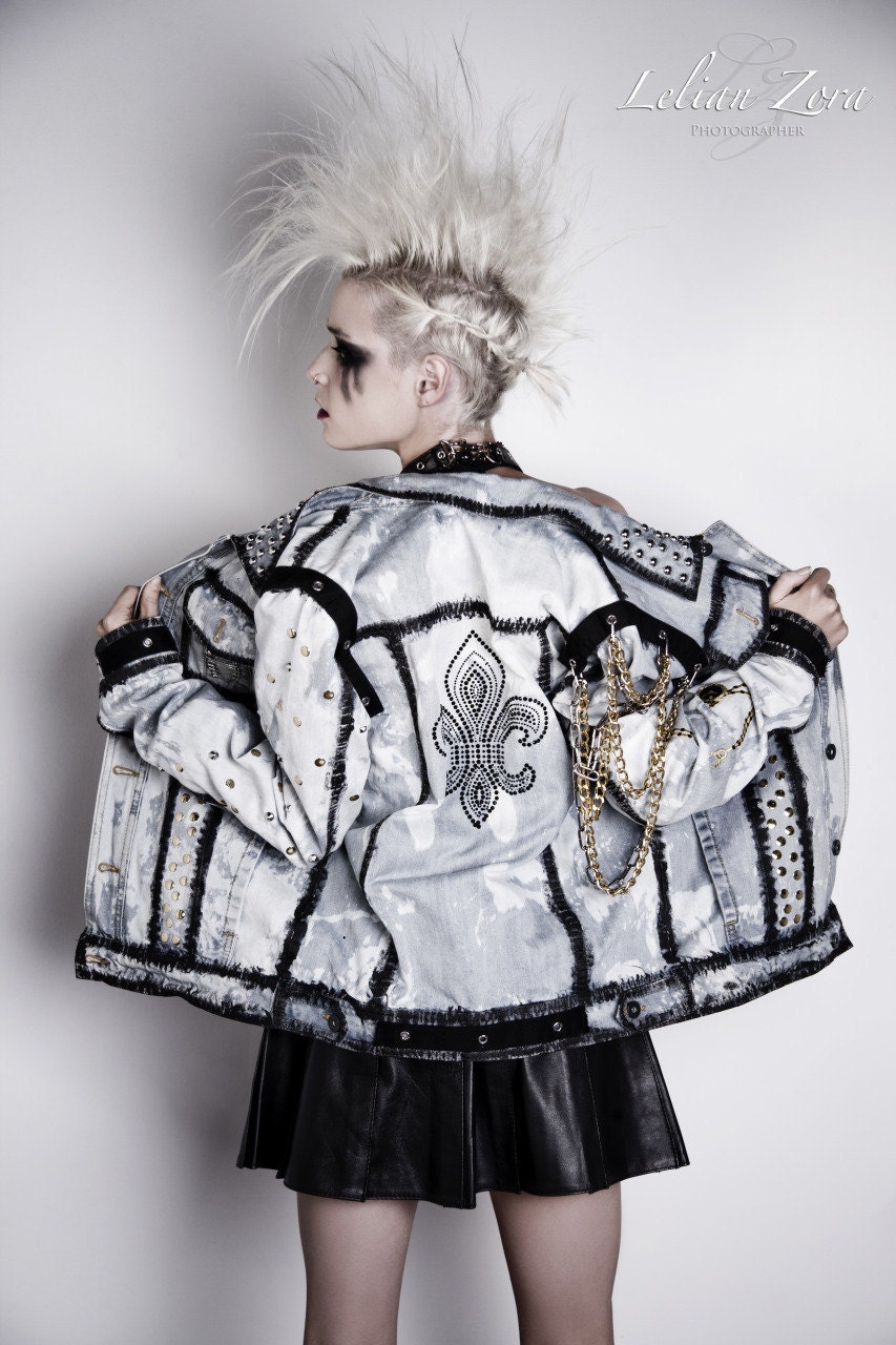 TRASHGLAM CUSTOM made HOLLYWOOD punk studded chained spiked  jacket-made to to order