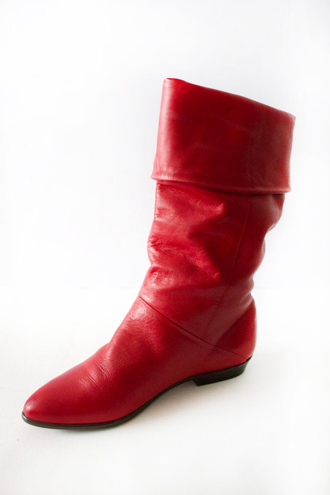 Vintage Red Leather 80's Vintage Boots Sz 6 1/2