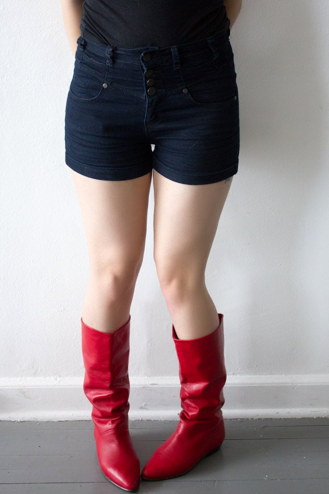 Vintage Red Leather 80's Vintage Boots Sz 6 1/2