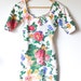 80's White Vintage Floral Bodycon Dress Size Small