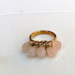 Wire Wrapped Rings Rose Quartz  Adjustable Ring