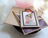 Handmade Card Little Wizard Costume Hat Magic Wand Flying Witch Pocket Card Gift Card Holder Halloween Card