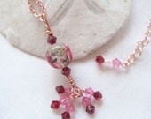 Copper Wire Work  Necklace With Tensha Japanese  Bead In  a Beautiful Rose Design