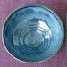 Stoneware Pottery Bowl Blue Vortex Spiral to Center
