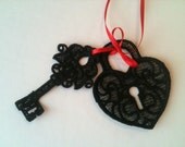 The Key to My Heart Lace Heart and Key Ornament