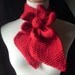 Vintage Inspired Ascot Necktie - LOTUS FLOWER DESIGN In Cherry RED / WIDER NECK DESIGN