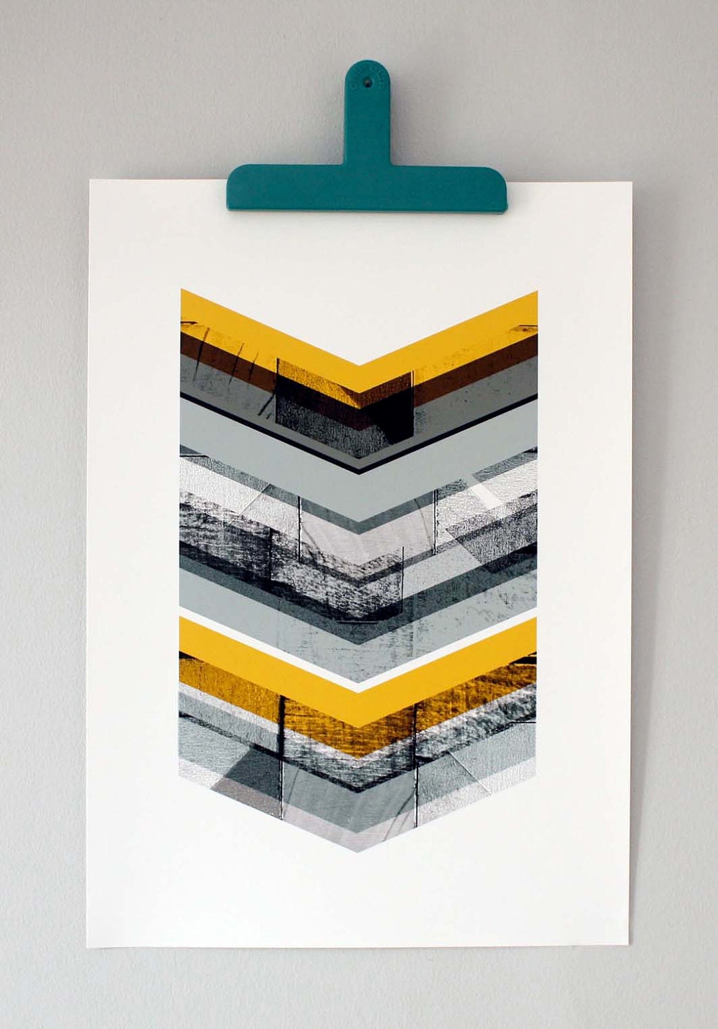 Grey & Yellow Chevron - large print
