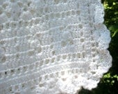 Crochet Blanket ... Baptism Christening ...  White...  ready to ship ... heirloom afghan ... rose bud motif