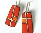 Trapezoid Patchwork Series Earrings in Reds and Orange