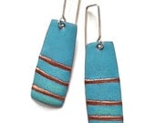 Embossed Patchwork Series Earrings in Sapphire Blue and Mint Green