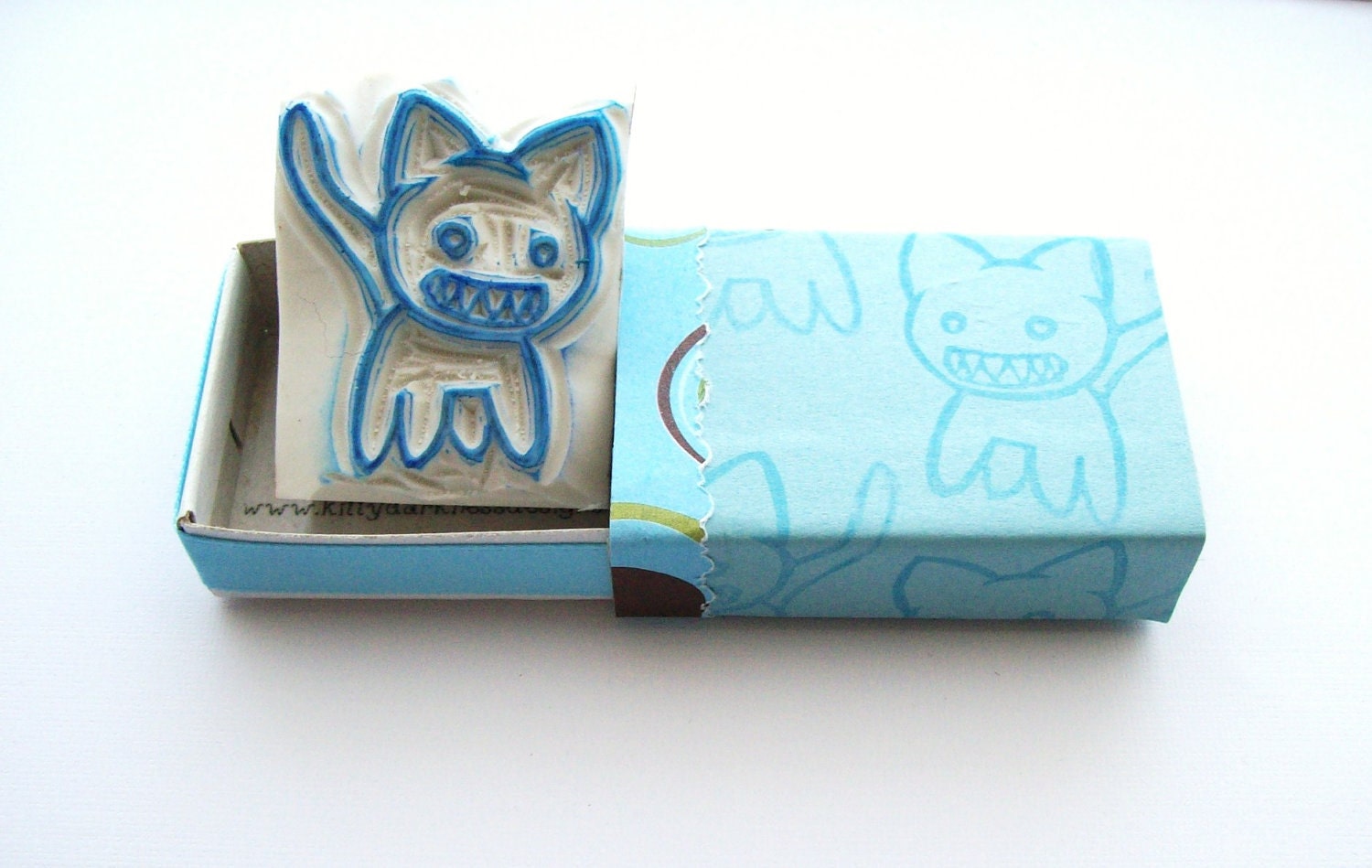 Zombie Cat Hand Carved Stamp - Carved and Boxed