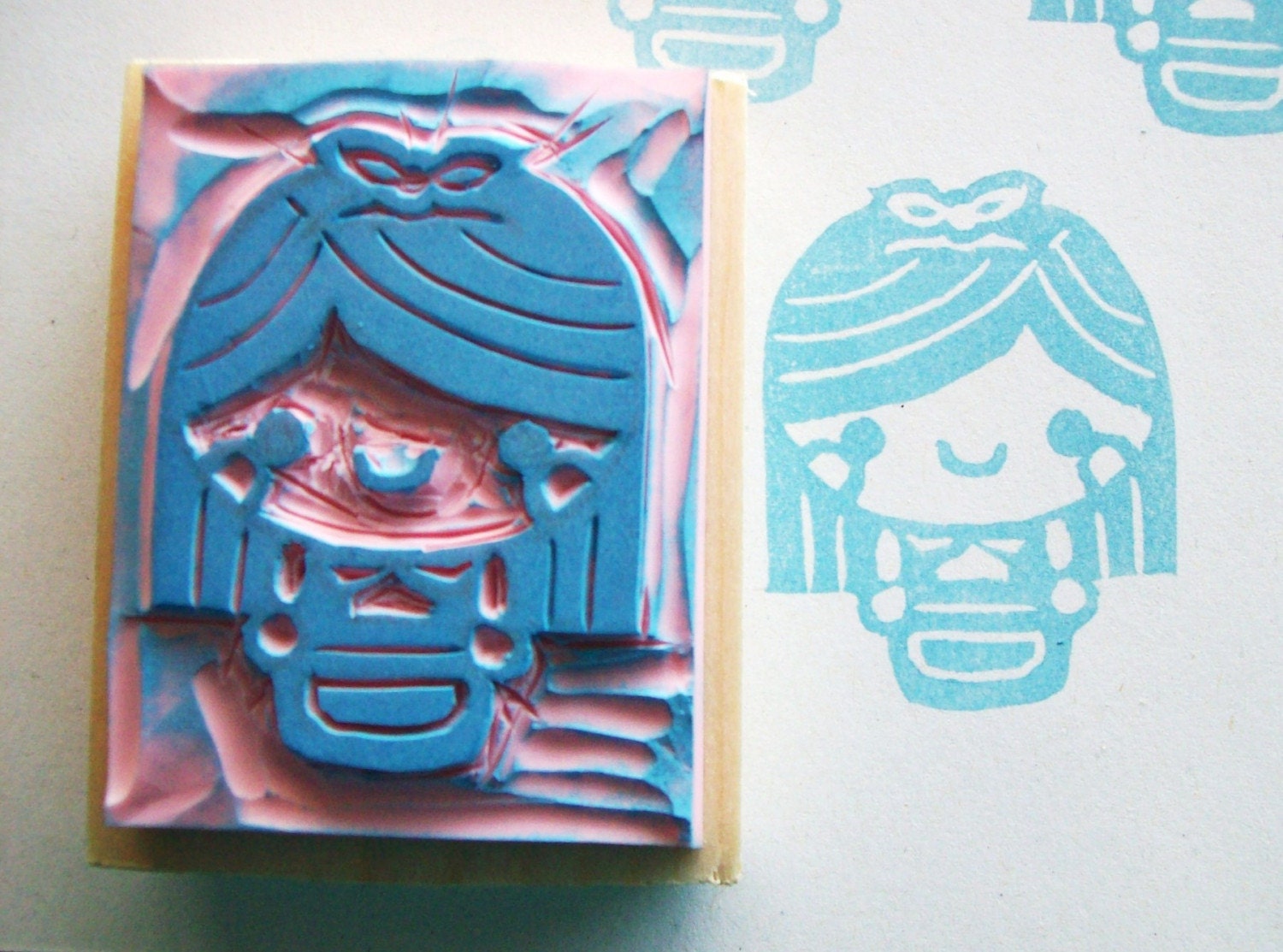 Alice in Wonderland - Hand Carved Mounted Stamp