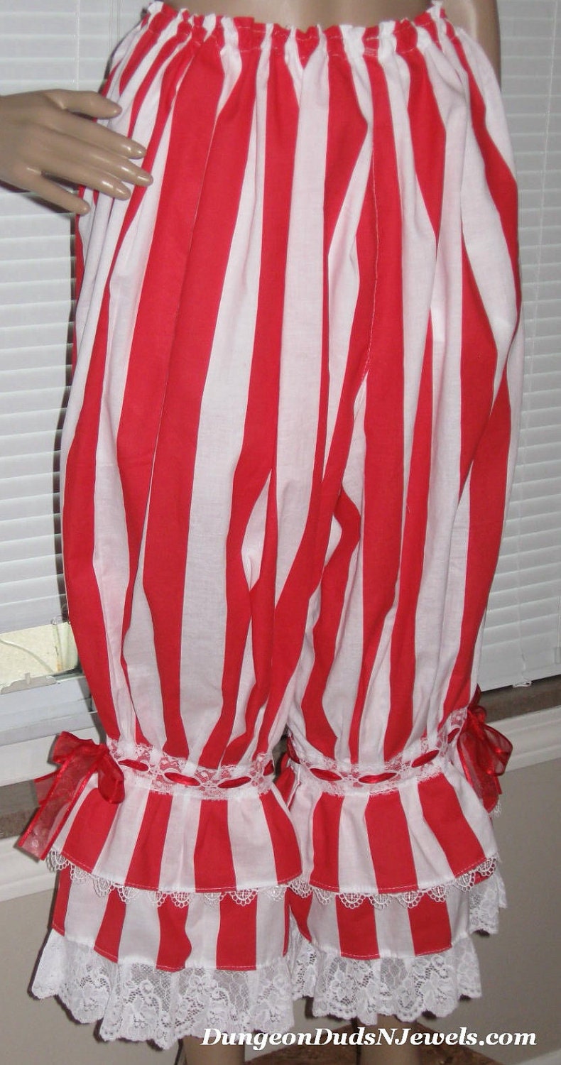 DDNJ NEW Ready to Ship Red White Bloomers Pantaloons Renaissance Anime Pirate Steampunk Lolita LARP Fit Multi Size Plus Size