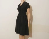 1950s dress / Head of Class Vintage 50's Black Pin tucked Bodice Dress