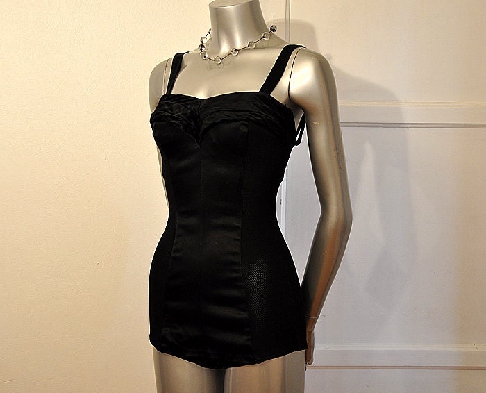 1950s swim suit / Ultimate Black Beauty Vintage 50's Nettie Rosenstein Swimsuit