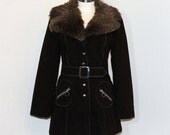 1970s vegan coat / Vintage 1970's Dk Brown Mod Boho Vegan Coat