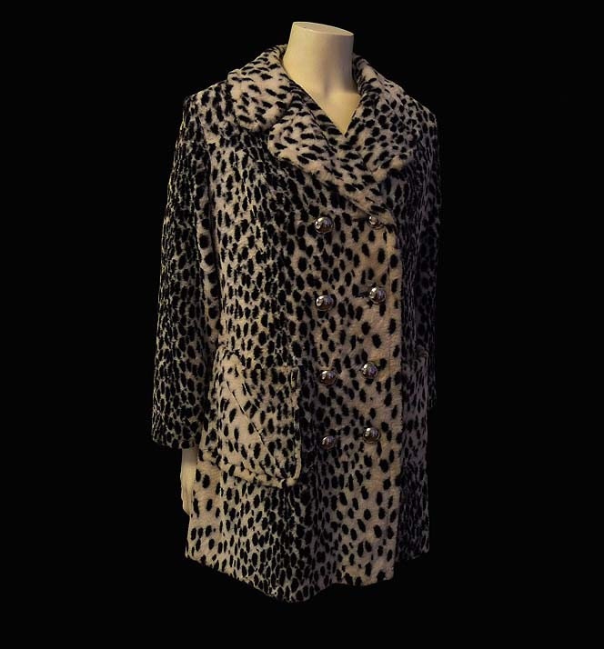 So Cruella Deville Vintage 60's Faux Fur Exotic Coat