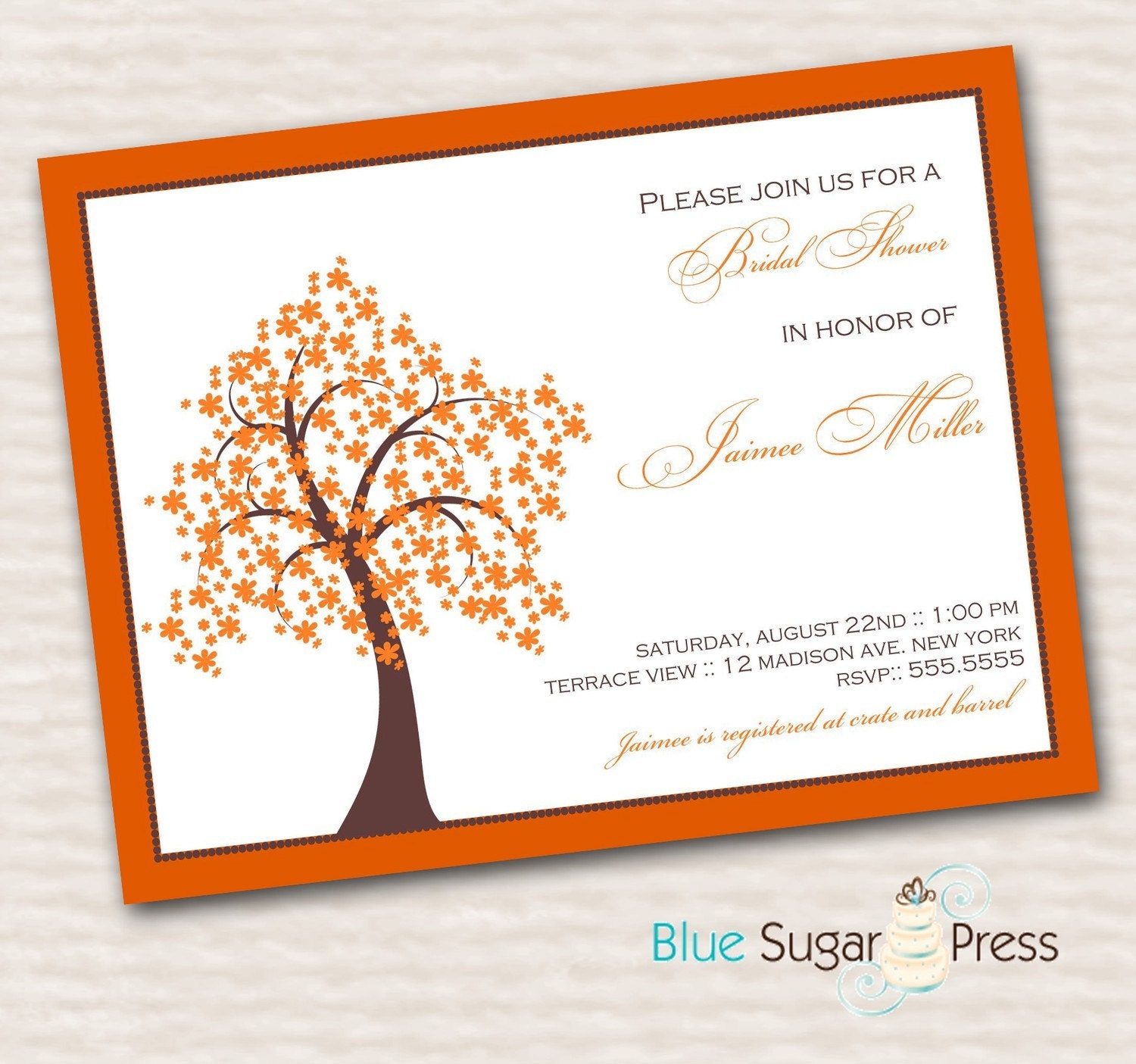 Printable Fall Tree Bridal Shower Wedding Invitations, digital file