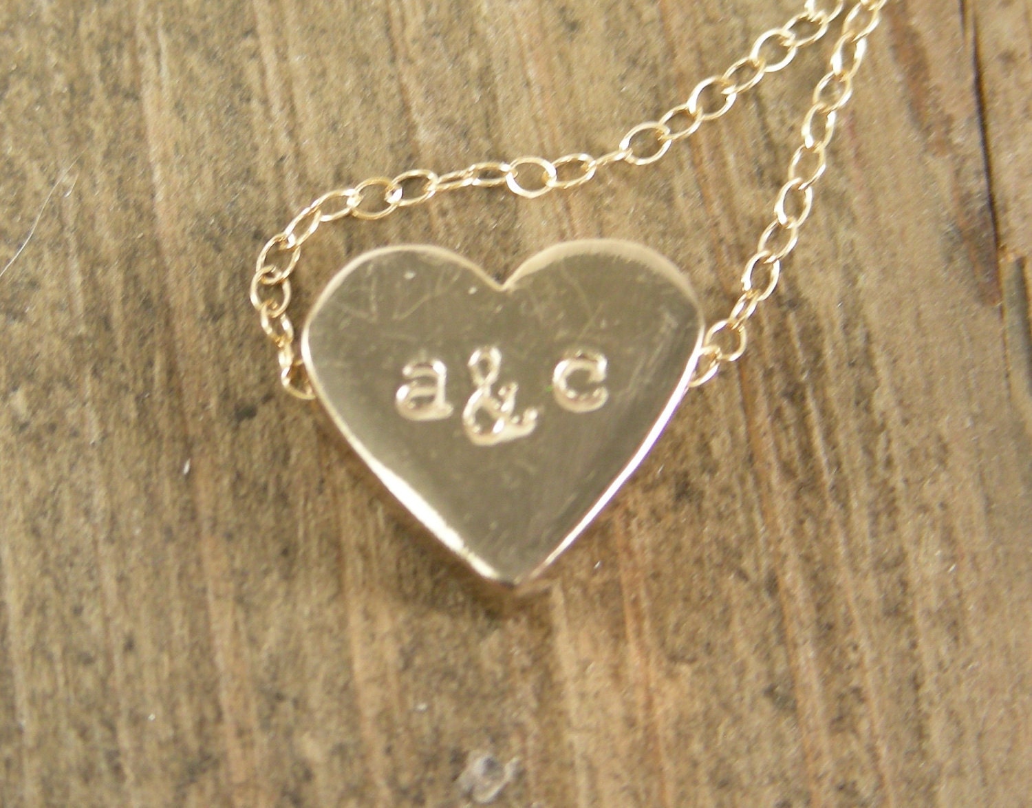 Personalized Heart Initial Necklace -  Heart Initial Jewelry Gold Plated Pewter