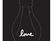 Lovely Light Bulb - Black - Typography Love Children Decor Kids Wall poster Wedding Birthday Anniversary GIft Home decor