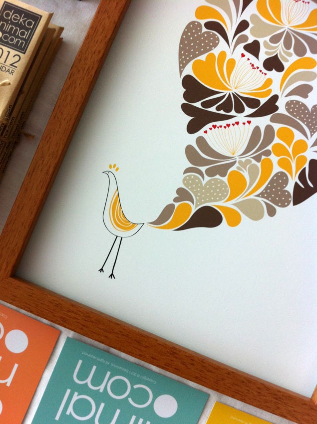 A Little flower Bird Print / Brown