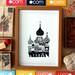 Lovely Onion Palace - Black Beige - Travel Art Illustration Children Decor Kids Wall poster Wedding Birthday Anniversary GIft Home decor