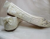 TWINKLE TOES Ballet Flats ... vintage lace, Swarovski crystals, pearls and glass embellishments