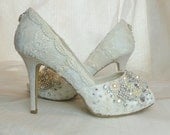 TWINKLY PEEP TOES wedding shoes... vintage lace, Swarovski crystals, pearls and glass embellishments