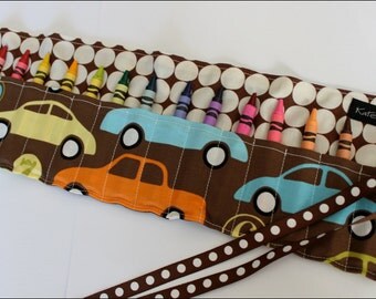 Beep Beep Cars Crayon Roll Organizer-16 Crayola Crayons Included-Makes Great Stocking Stuffer or Gift