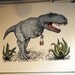 Dinosaur print - T-Rex with a handbag linocut