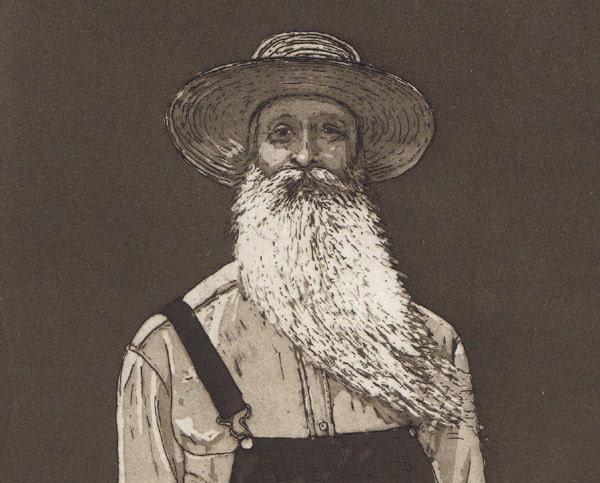 Etching Beard Competitor original art print limited edition