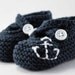 Ahoy Navy Anchor Baby Booties