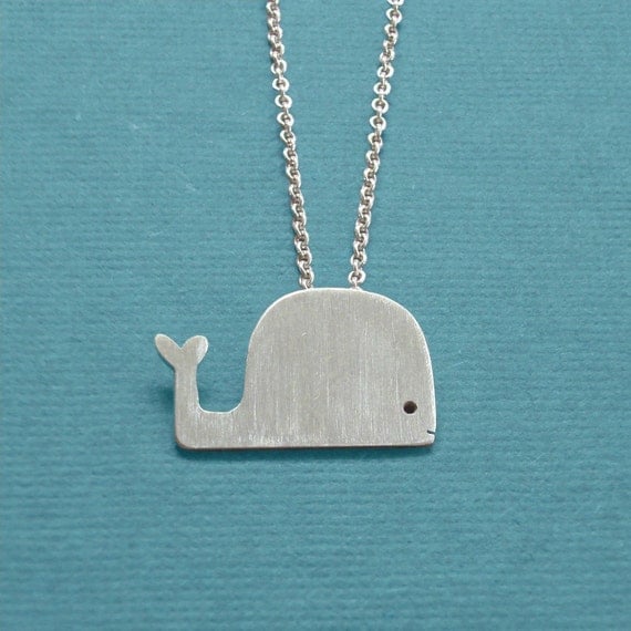 Cute Sterling Silver Whale Pendant with Chain by Squirrelbunny