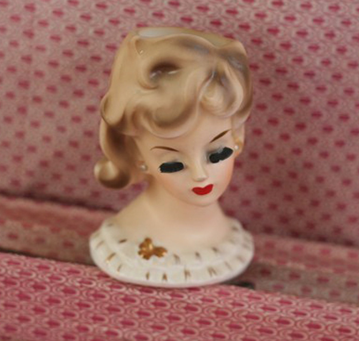 1950s Lady Head Vase - National Potteries Co. Barbie Style Mini Planter